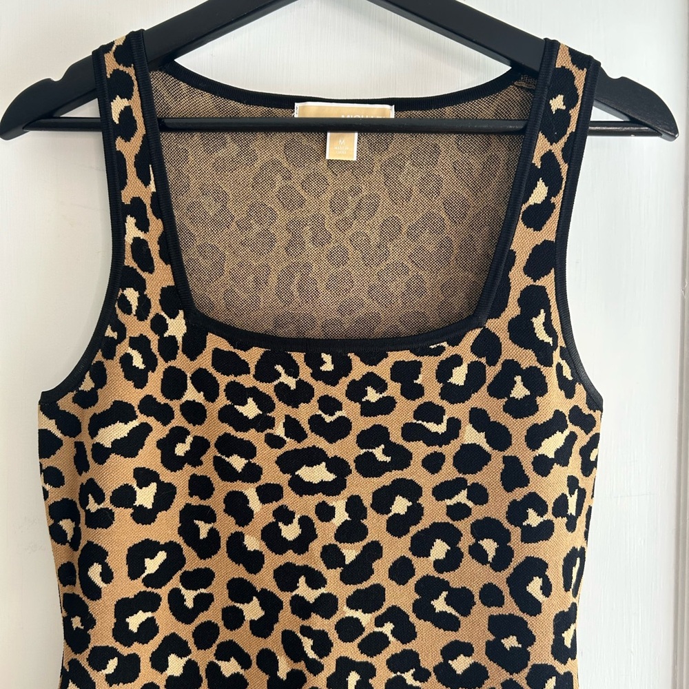 Michael Kors Tan and Black Leopard Midi Dress - Picture 2 of 8